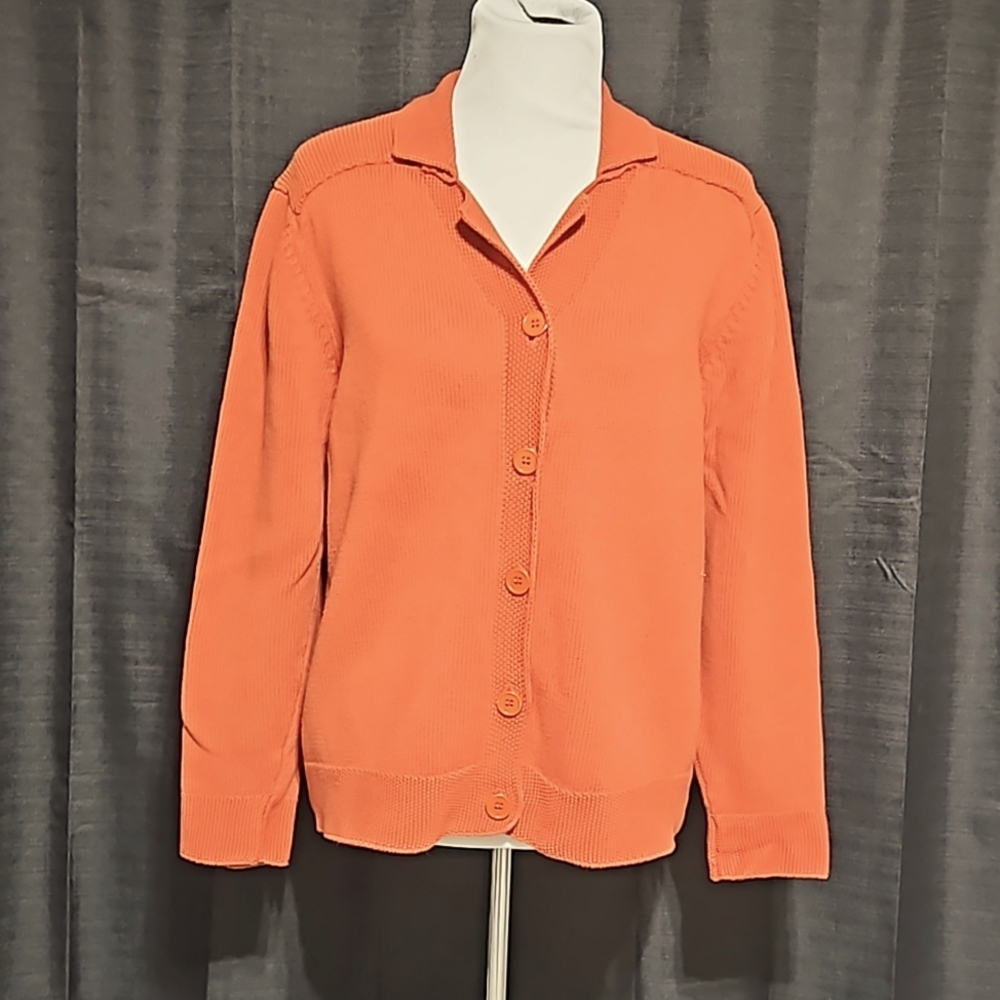 💯 cotton collared cardigan sweater